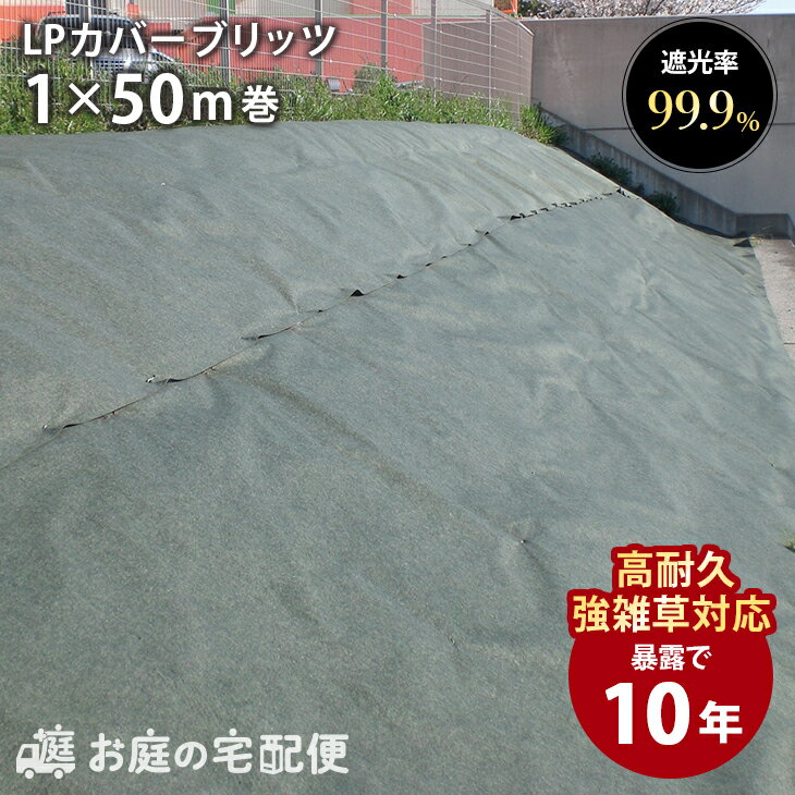 防草シート 10年耐用 LPカバーブリッツ 1m×50m巻き 50平米分 高級防草シート メンテナンスフリー 雑草防止 除草 法面…