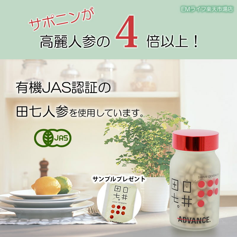 【白井田七】 240粒 サンプル 付き[送料無料 代引無料]| 田七 田七人参 有機田七 有機田七人参 でんしち 伝七 三七 有機JAS 有機栽培 オーガニック 錠剤 アドバンス 健康食品 健康維持 栄養補助 栄養補助食品 サプリ サプリメント 2