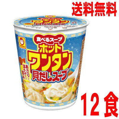 【本州送料無料】ホットワンタン 貝だしスープ1箱12入り（48g×12）ケース売り北海道 四国 九州行きは追加送料220円かかります。マルちゃん東洋水産ワンタンスープ