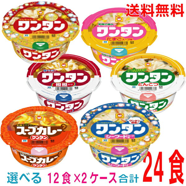 【本州送料無料】自由に選べる2ケース合計24個　人気のワンタンから2種類選べるセット北海道 四国 九州は送料220円かかります。マルちゃんミニワンタンスープ東洋水産