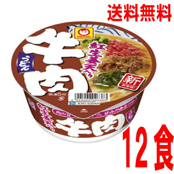 【期間限定】【本州送料無料】紅生姜天入り牛肉うどん　1箱12食入り（87×12個）ケース売り北海道・四国・九州行きは追加送料220円かかります。マルちゃん東洋水産のサムネイル
