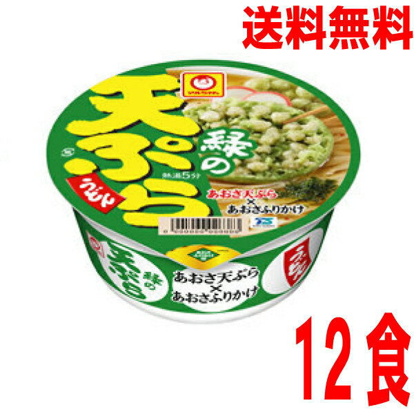 【本州送料無料】緑の天ぷらうどん 1箱12食入り（91g×12個）ケース売りマルちゃん東洋水産北海道・四国・九州行きは追加送料220円かかります。のサムネイル