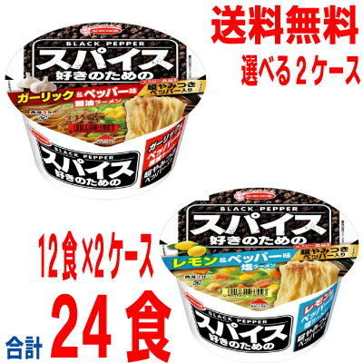 【選べる2ケース】【2024.1月下旬発売 予約商品】【本州送料無料】 スパイス好きのためのガーリック＆ペッパー味醤油ラーメン　スパイス好きのためのレモン＆ペッパー味塩ラーメン12個×2ケース　合計24食北海道・四国・九州行きは追加送料220円エースコックのサムネイル