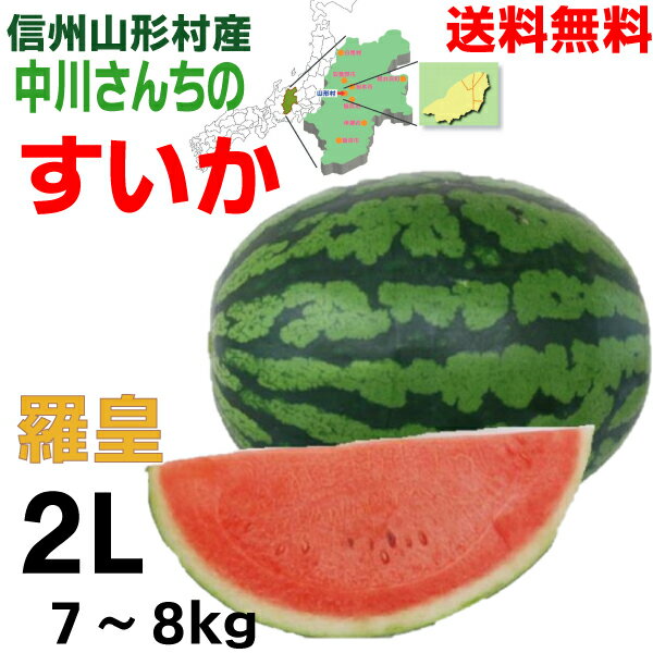 【第2期2024年7月25日頃発送　予約受付中】【本州送料無料】信州山形村産　中川さんちのすいか　「羅皇」2L7~8kg北海道・四国・九州宛は送料220円かかります。生産者　中川信隆スイカ西瓜のサムネイル