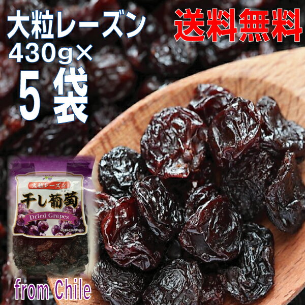 大粒レーズン 430g×5袋 合計2.15kg 干し葡萄 Dried Grapes チャック付きの袋が便利 原料はチリ産北海道・四国・九州行きは追加送料220円...