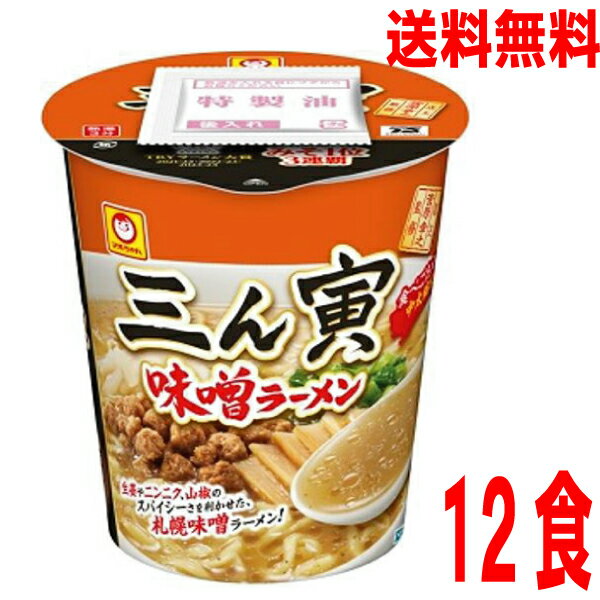 【本州送料無料】 三ん寅 味噌ラーメン 101g×12個　1箱12食マルちゃん北海道・四国・九州行きは追加送料220円かかります。のサムネイル