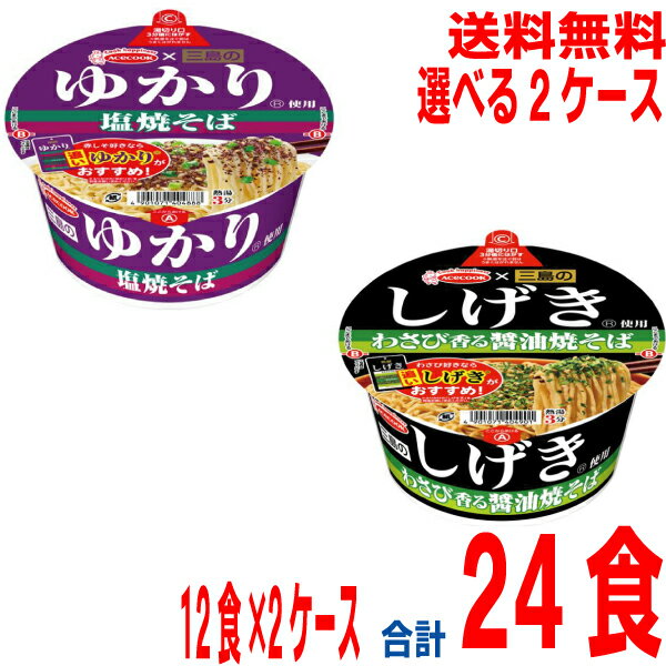 【2023.7月中旬発売 予約商品】【選べる2ケース 本州送料無料】 三島のゆかり使用　塩焼そば　三島のひろし使用　だし醤油味焼そば　12食入り×2ケース 合計24個　北海道・四国・九州行きは追加送料220円かかります。エースコックのサムネイル