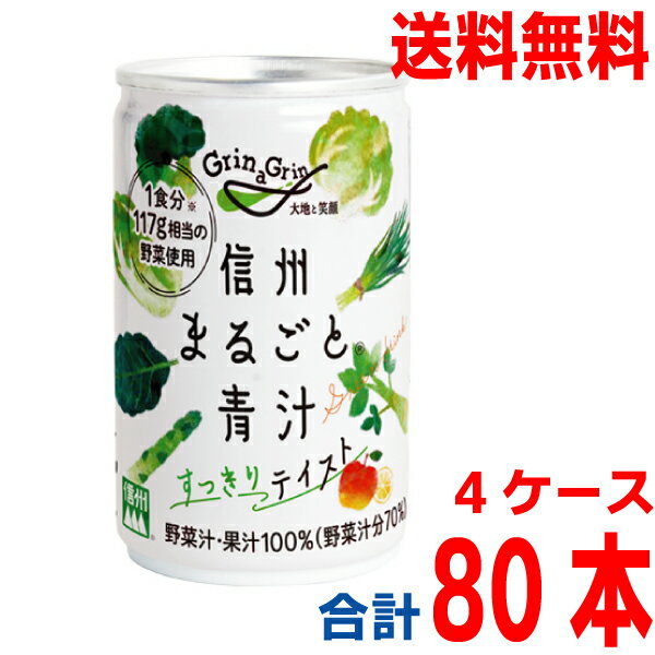 Mountain Grape - 【本州送料無料　4ケース】信州まるごと青汁　すっきりテイスト　160g20本入り×4ケース　合計80本　長野興農　野菜汁・果汁100％　長野県産りんご・長野県産野菜使用　北海道・四国・九州行きは追加送料220円かかります。
