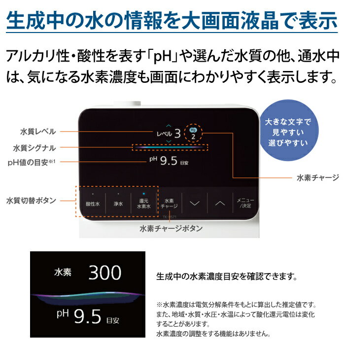 【返品OK!条件付】パナソニック 還元水素水生成器 19物質除去 7つの水 電極枚数5枚...