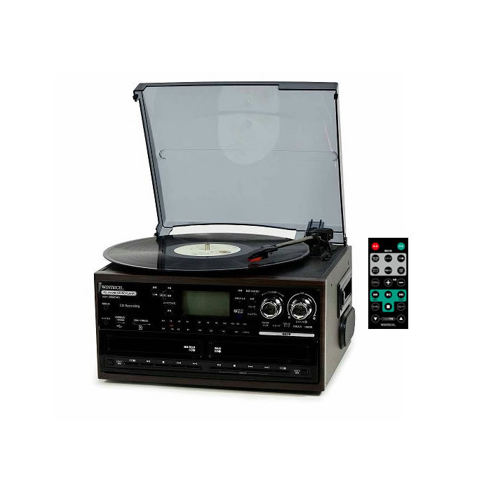 【返品OK!条件付】WINTECH スピーカー搭載 ダブルCDマルチオーディオプレーヤー KRP-309MCWS レコード ラジオ カセット プレーヤー【KK9...