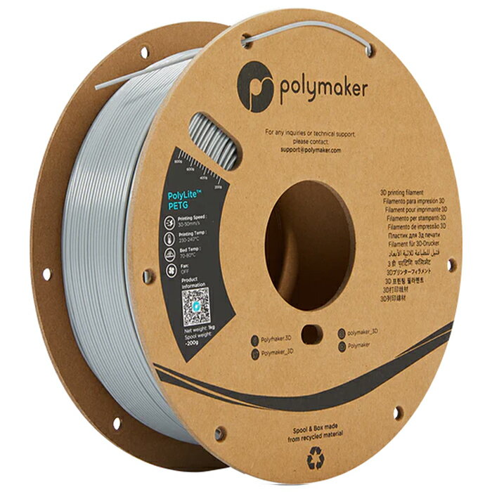 【返品OK!条件付】Polymaker PolyLite PETG フィラメント (1.75mm, 1kg) Grey グレー 3Dプリンター用 PB01003 ポリメ…