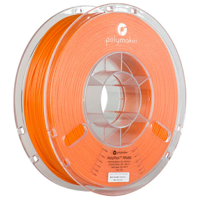 【返品OK!条件付】Polymaker PolyFlex TPU95 フィラメント (1.75mm, 0.75kg) True Orange オレンジ 3Dプリンター用 P…