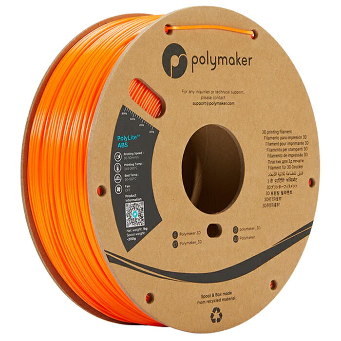 【返品OK!条件付】Polymaker PolyLite ABS フィラメント (1.75mm, 1kg) Orange オレンジ 3Dプリンター用 PE01009 ポ…