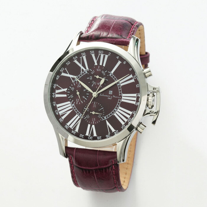 Rakuten - 【返品OK!条件付】Salvatore Marra サルバトーレマーラ メンズ 腕時計 マルチファンクション SM23101-SSPL メンズ腕時計 アナログ クォーツ イタリアブランド レザーベルト 3気圧防水【KK9N0D18P】