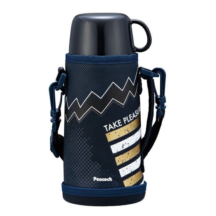 【返品OK!条件付】ピーコック魔法瓶 0.75〜0.8L 水筒 ステンレスボトル 2WAYタイプ ASG-W82AKB ブラックネイビー コップ 直飲み 2WAY 丸洗いOK【KK9N0D18P】