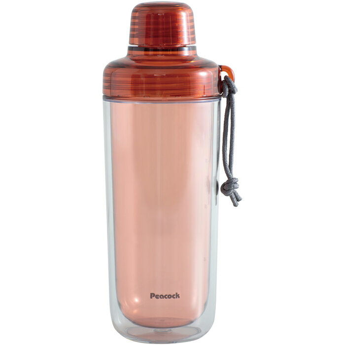 【返品OK!条件付】ピーコック魔法瓶 0.48L 水筒 クリアボトル キャップタイプ ダブルウォール PPB-50XR ブリック 直飲み 広口 丸洗いOK ストラップ付き【KK9N0D18P】