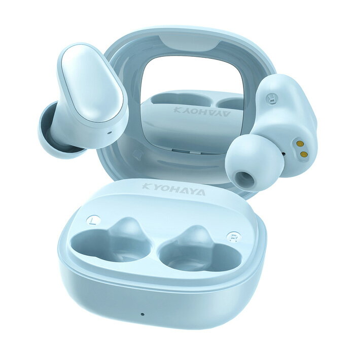 【返品OK!条件付】京ハヤ 完全ワイヤレスイヤホン Bluetooth対応 カナル型 JKTWS065BL ブルー 鏡付き 高音質 重低音【KK9N0D18P】