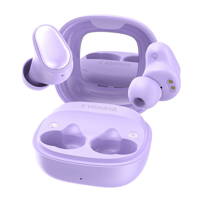 【返品OK!条件付】京ハヤ 完全ワイヤレスイヤホン Bluetooth対応 カナル型 JKTWS065PP パープル 鏡付き 高音質 重低音【KK9N0D18P】