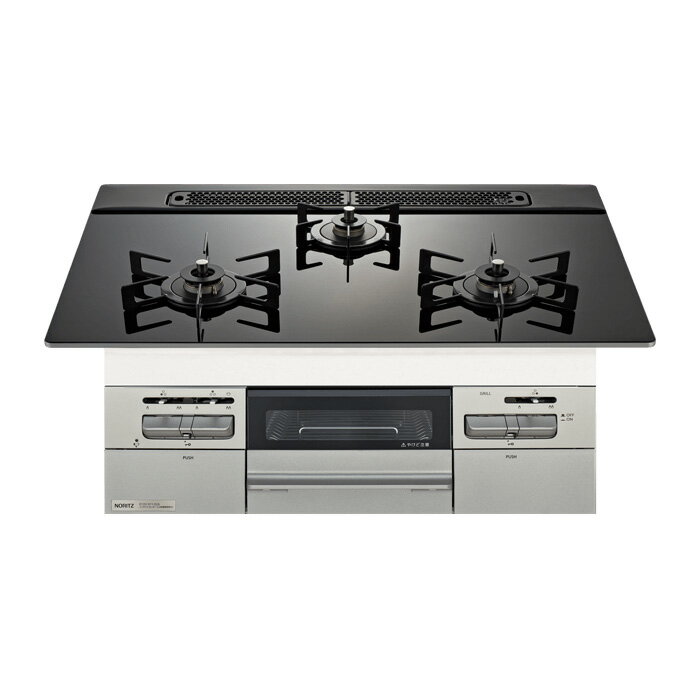 【返品OK!条件付】ノーリツ プロパンガス用 75cm天板ビルトインコンロ Mikke ミッケ N3WV7RWAP1SIC-LPG ブラック【KK9N0D18P】