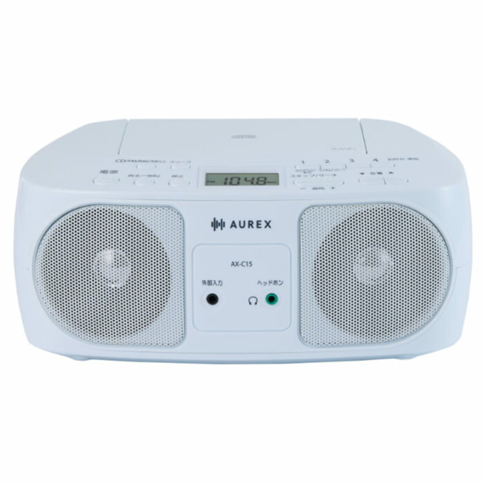 【返品OK!条件付】東芝 CDラジオ AX-C15-W ホワイト ワイドFM CD再生 FM/AM スリム コンパクト イヤホン端子 外部入力端子 スリープタイマー【KK9N0D18P】