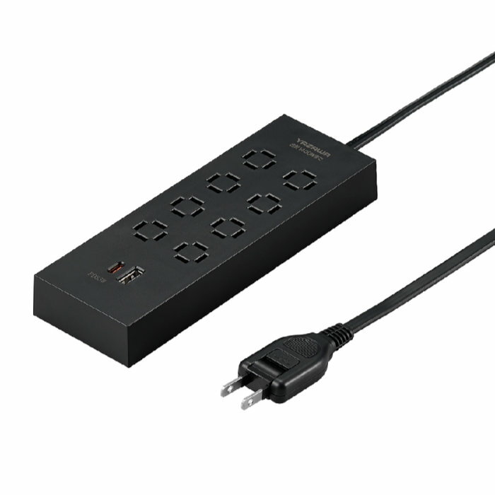 【返品OK!条件付】YAZAWA ヤザワ OAタップ コンセント革命8個口 PD33W付 黒 2m H5802PD33BK ブラック ヤザワコーポレーション【KK9N0D18P】