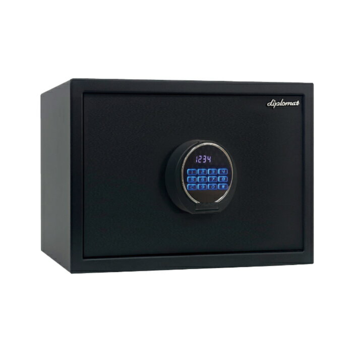 【返品OK!条件付】ディプロマット 金庫 デジタルテンキー式 セキュリティセーフ 非耐火 内容量25L 警報アラーム付 P33 マットブラック コンパクト スタイリッシュ【KK9N0D18P】