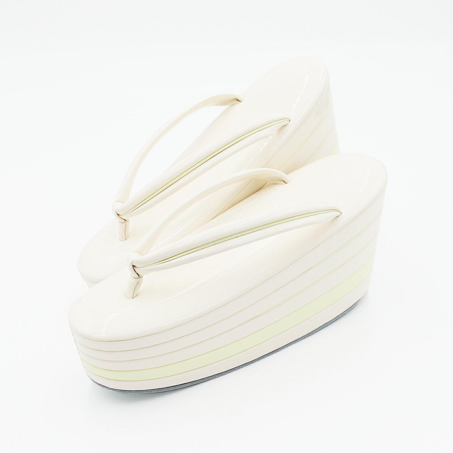 EMON アゲ草履 5分5枚 鳥の子色×クリーム Mサイズ レディース 厚底 痛くなりにくい 日本製