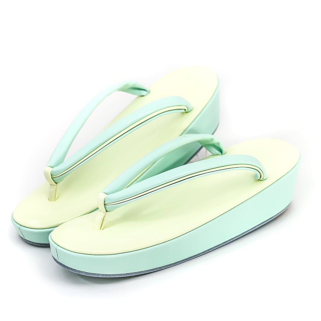 EMON リング草履 クリームイエロー×ミントグリーン 履物 和装 小物 着物 草履 送料無料オシャレ 靴 kim..