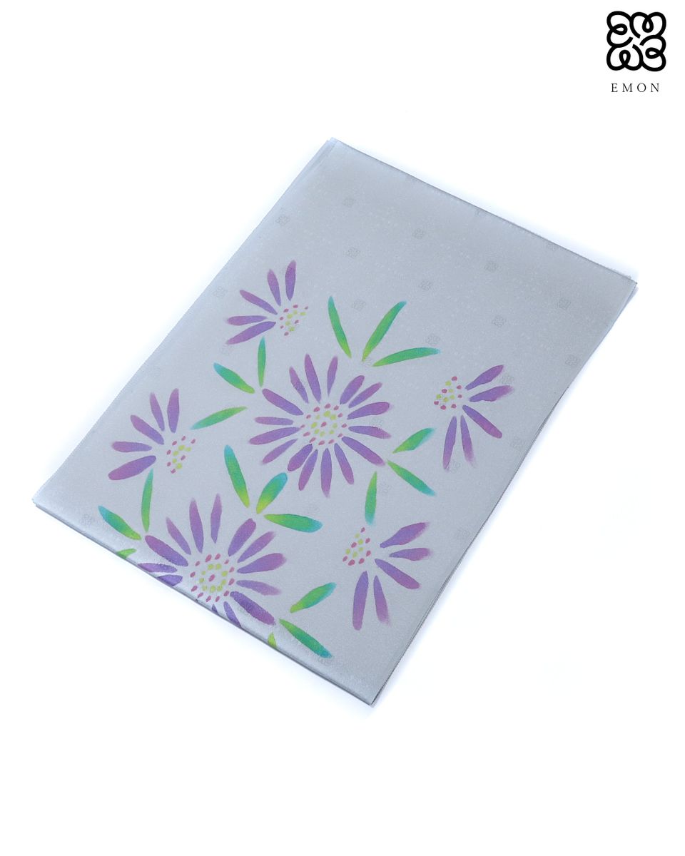 【大塚謹製】 帯揚げ 日本製 洗える帯揚げ 手描き友禅 グレー OA-48【和装小物】【正絹】【送料無料】..