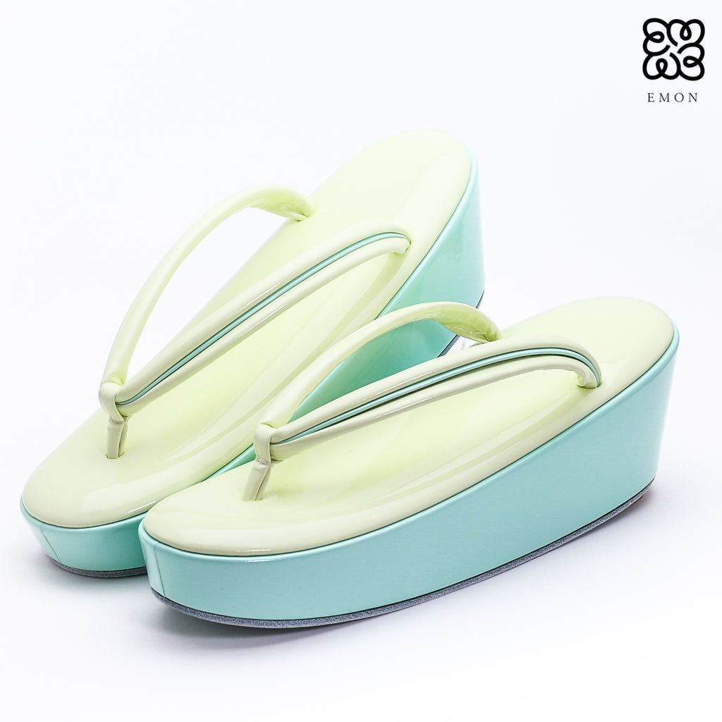 EMON アゲ草履 寸8 クリームイエロー×ミントグリーン 草履 履物 高品質 和装 小物 着物 送料無料 オシ..