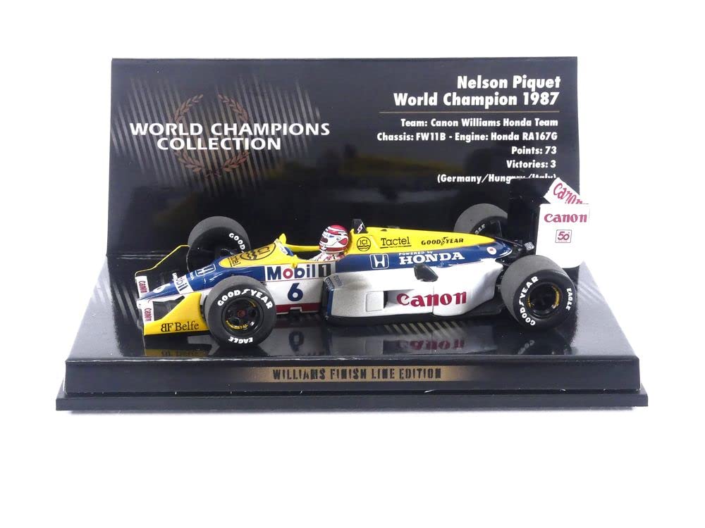 Minichamps 436876606 1:43 ウィリアムズ ホンダ FW11B-ネルソン ピケ-ワールドチャンピオン 1987-ダーティバージョン コレクターミニチュアカー マルチカラー