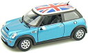 キンスマート 1/28 ミニカー MINI ミニクーパ UK フラッグ プルバック ダイキャストカー (ブルー)