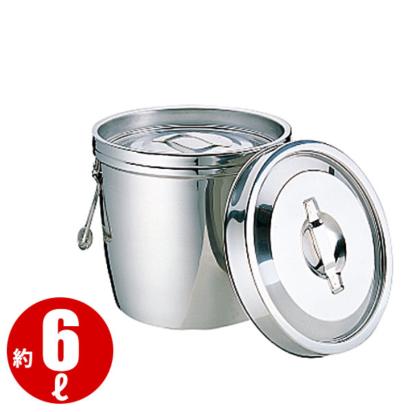 Rakuten - 18-8 ステンレス二重保温食缶両手(中蓋式) クリップ無 6L_ 学校給食 給食用 食缶 汁食缶 ステンレス 業務用 _AB3906