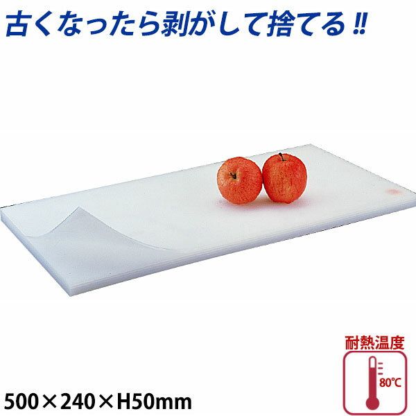 積層プラスチックまな板 厚さ50mm 1号_500×240mm プラスチック まな板 業務用 _AB6975のサムネイル