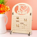 ピアススタンド 3色から選べる 母の日プレゼント　2024 I LOVE MOM 穿孔ボード アクセサリー ピアス イヤリング ネックレス ピアススタンド ジュエリー ピアス収納 送料無料 雑貨 アクセサリーケース 木製 アクセサリー収納 卓上 アクセリースタンド011