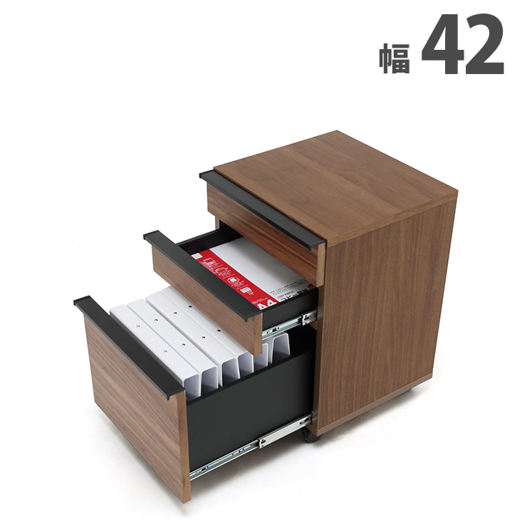 ★24日10％OFFクーポンあり★ キャスター付き デスクワゴン A4ファイル対応 パソコンデスク 机 大川家具 42ワゴンブリオ 幅42cm 書斎 デスク 書斎机 高級 おしゃれ 社長 役員向け 高級デスク(3)
