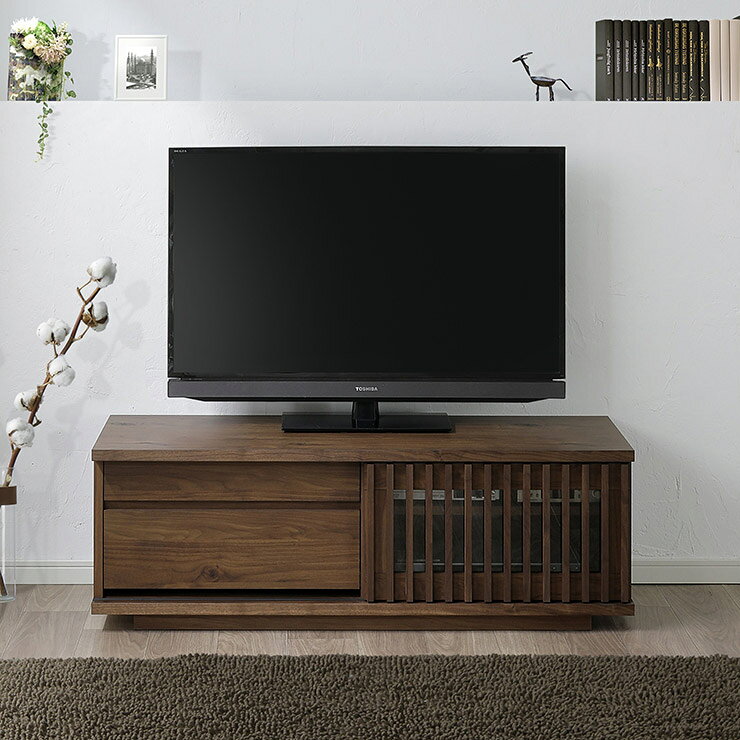 Rakuten - ★11%OFF★ テレビ台 テレビボード 完成品 大川家具 収納 TV台 テレビラック ロータイプ おしゃれ TVボード ローボード 幅119.4 引き戸 天然木 天然木突板 無垢 無垢材 木 北欧 北欧風 和風 バリュー 120TVボード 国産 日本製