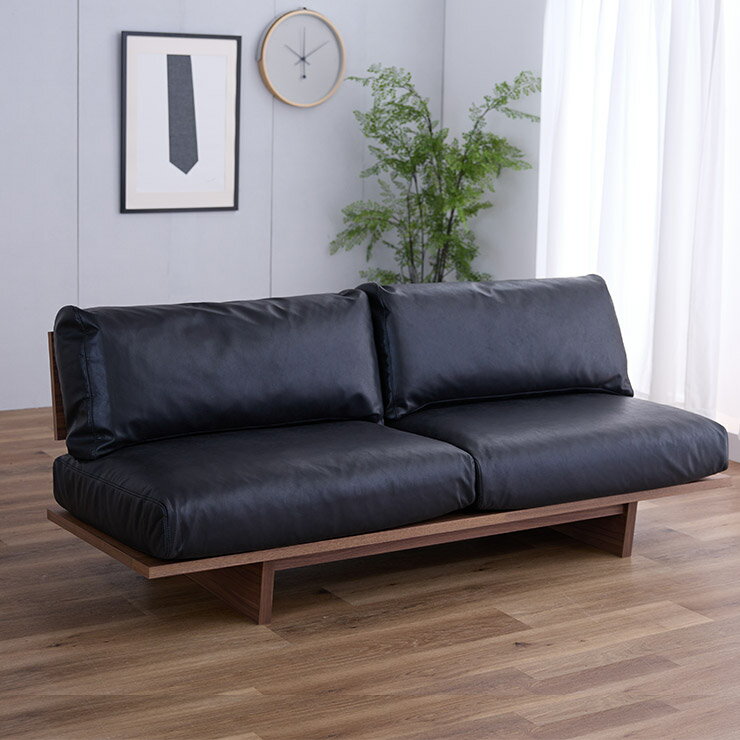 Rakuten - ★10%OFF★ ソファ ソファー 3人掛けソファ 3人掛け 三人掛け 幅190 布 布張り シンプル ファブリックレザー ファブリックソファー レザー 天然木 木 北欧風 フレリナ 3Pソファ