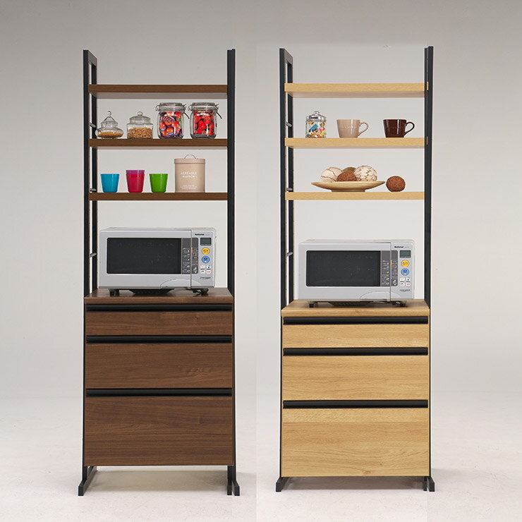 Rakuten - ★10%OFF★ 食器棚 完成品 大川家具 キッチンボード カップボード キッチン収納 ダイニングボード ダイニング シンプル おしゃれ ハイタイプ 高さ調整可能 幅60 スパイス 60DB 輸入品