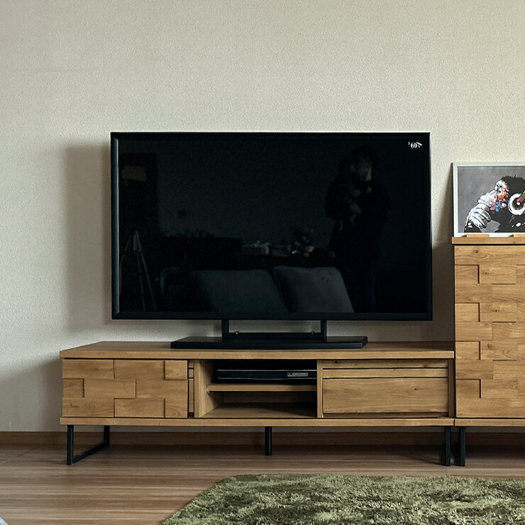 Rakuten - ★50%OFF★ テレビ台 テレビボード 完成品 大川家具 収納 TV台 テレビラック ロータイプ おしゃれ TVボード ローボード 幅160 シンプル モダン 引き戸 木 北欧 北欧風 ジョムソン 160TV 国産 日本製