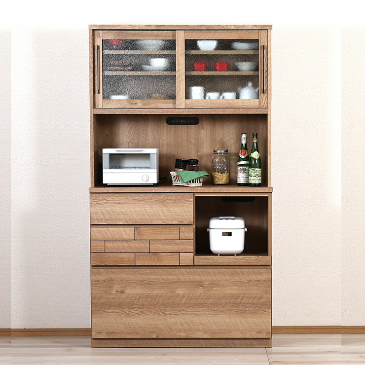 ★10%OFF★ 食器棚 完成品 大川家具 キッチンボード カップボード キッチン収納 ダイニングボード ダイニング シンプル おしゃれ ハイタイプ 幅105 モダン 高級 収納 耐震 北欧 北欧風 木 ダッグ 国産 日本製