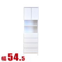 ★ P3倍 マラソン期間限定 ★ すきま収納 大川家具 わずかなすき間を有効活用 サニタリー収納 レノア 幅54.5 奥行30 高さ180.5 ホワイトすき間収納 サイドキャビネット 完成品 日本製 スリム