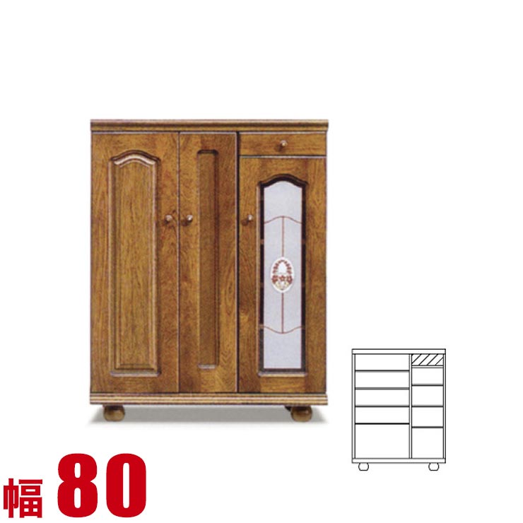 Rakuten - ★10%OFF★ 下駄箱 大川家具 シューズボックス ベルフラワー ロータイプ 幅80cm 完成品 日本製