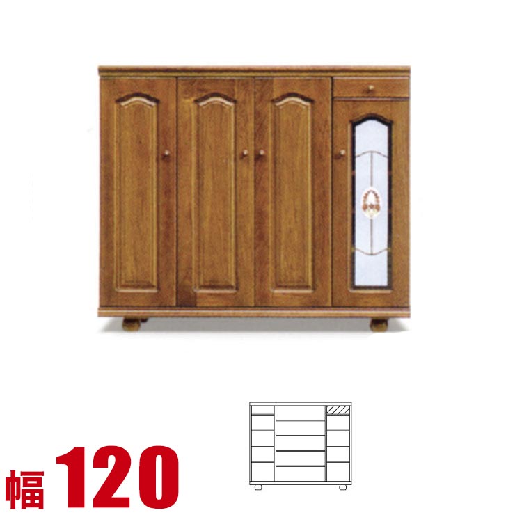 ★10%OFF★ 下駄箱 大川家具 シューズボックス ベルフラワー ロータイプ 幅120cm 完成品 日本製