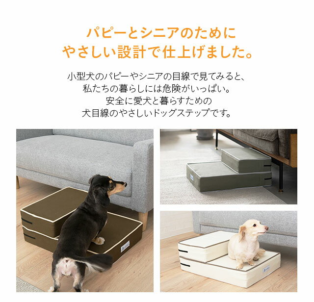 ドッグステップ ロー 低め 犬用 ダックス ステップ スロープ 犬 ペット用 階段 ペットステップ ペットスロープ 送料無料 洗濯 クッション ウレタン 2段 踏み台 犬用品 小型犬 段差解消 ヘルニア 脱臼 ケガ防止 安全 グレー アイボリー 高齢犬 介護用品 ペット用品 ねどっこ 3