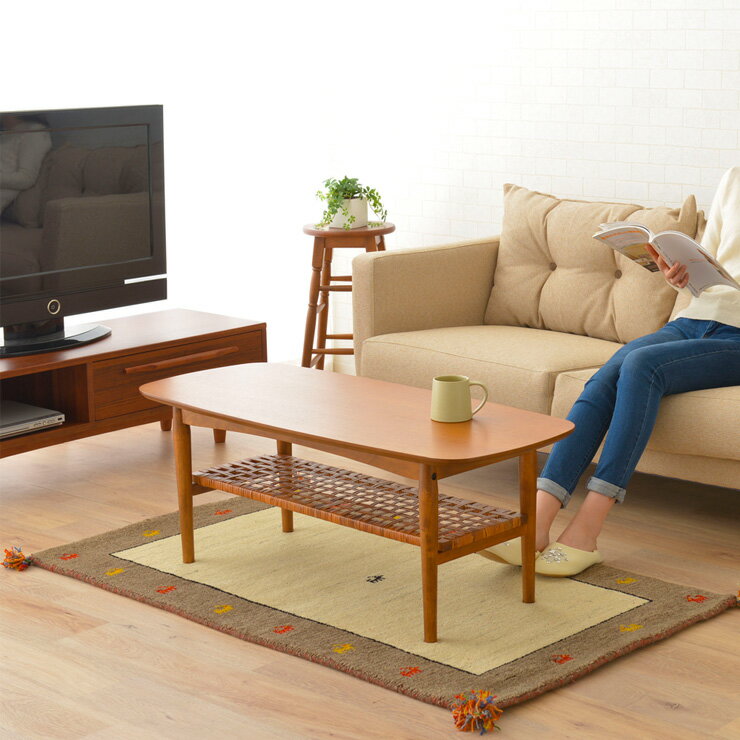 インド製 ウール100％ ギャッベラグ 『ケルマン』/ 約80×140cmラグ マット ラグマット カーペット ベージュ レッド ミックス エムール