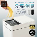 【本日20時～4H全品P2倍】ゴミ箱 ダストボックス 45リットル 消臭 除菌 空気清浄 オゾン マイナスイオン 自動開閉 電動 スライド センサー ふた付き 角型 スクエア スリム ごみ箱 電池 お手入れ簡単 キッチン リビング 生ごみ おむつ ペット 42L 42リットル 大容量 おしゃれ