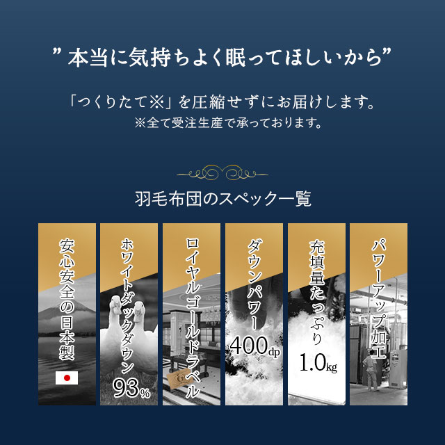 日本製 羽毛布団 シングル ロイヤルゴールドラ...の紹介画像3