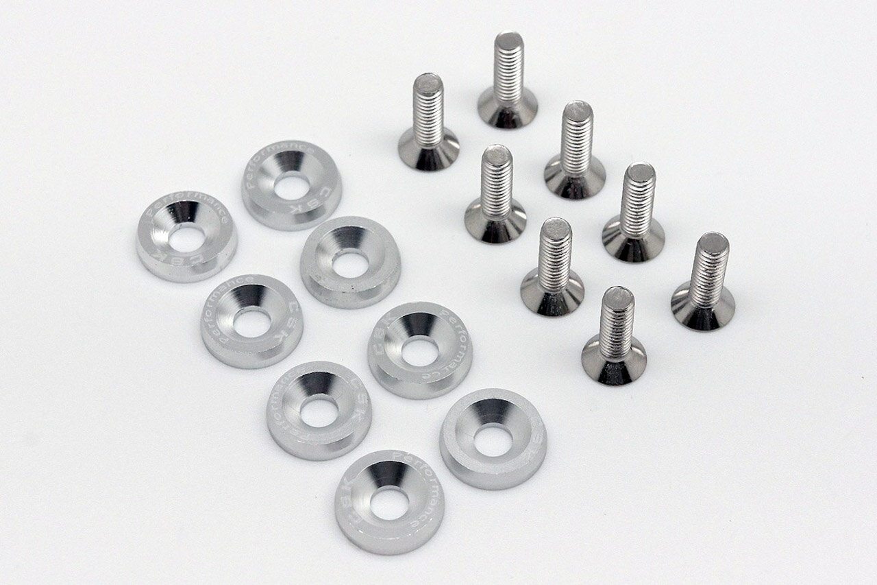 品番：ABFW-M6-S ●適用車種：汎用 ●アルミワッシャ厚み：4mm ●ボルト：ステンレス材質 M6 x P1.0 全長20mm ●個数：8個 ●色：シルバー ●アルマイド処理、鮮やかな色はドレスアップ効果抜群