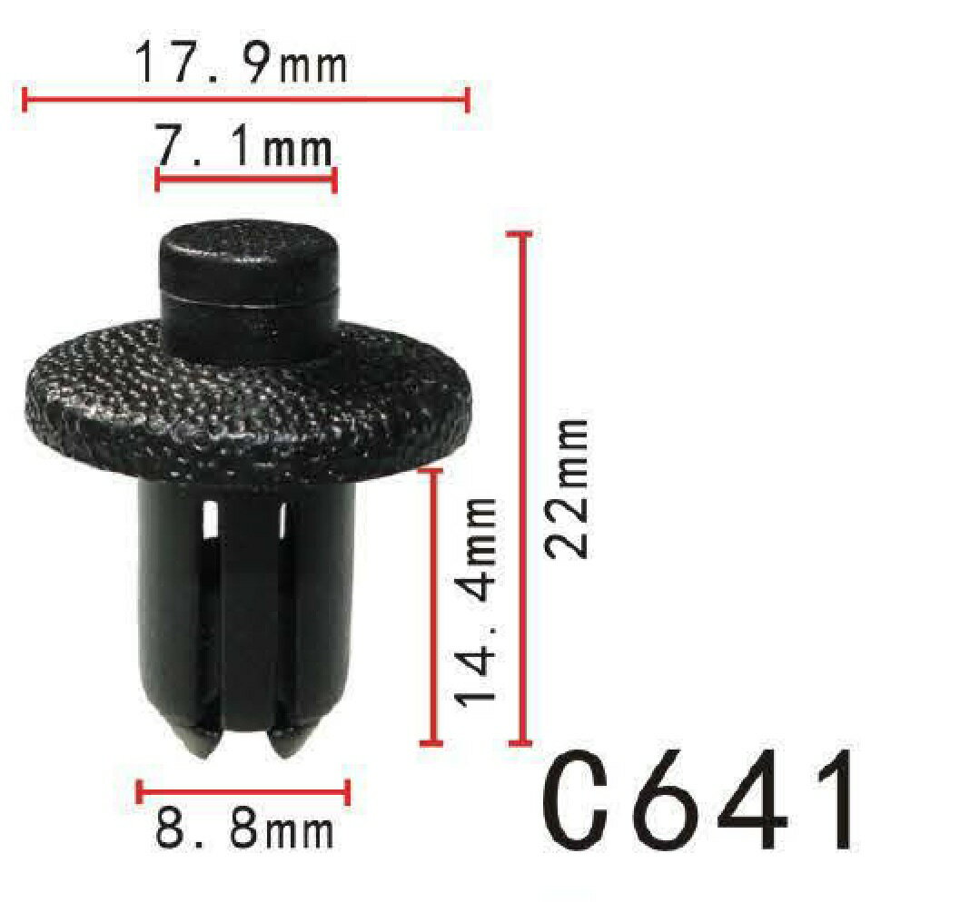 プッシュ　リベット　トヨタ系　マツダ系　バンパー用　PF-C641　10個